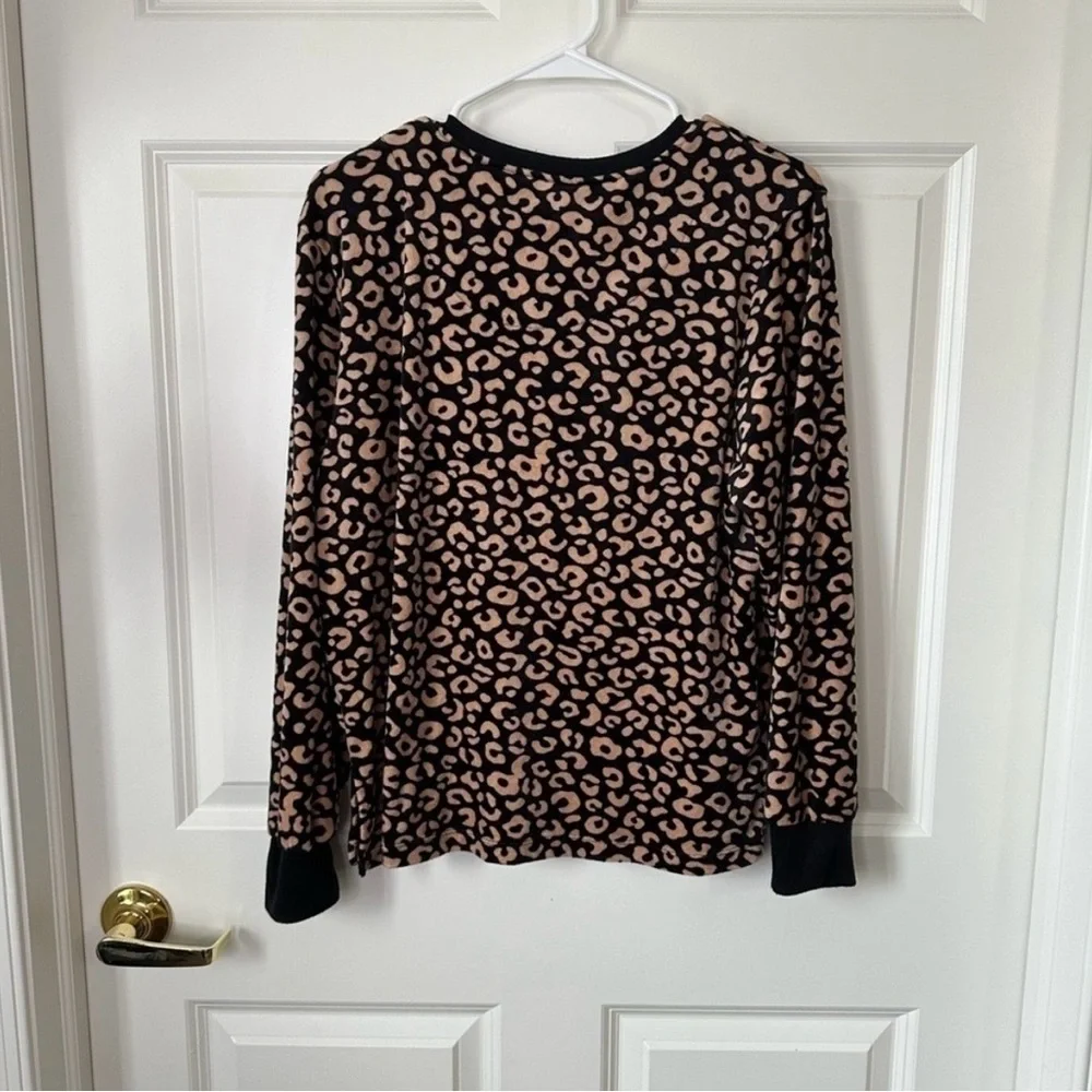 Kate Spade Leopard Velour Long Sleeve Top Size L